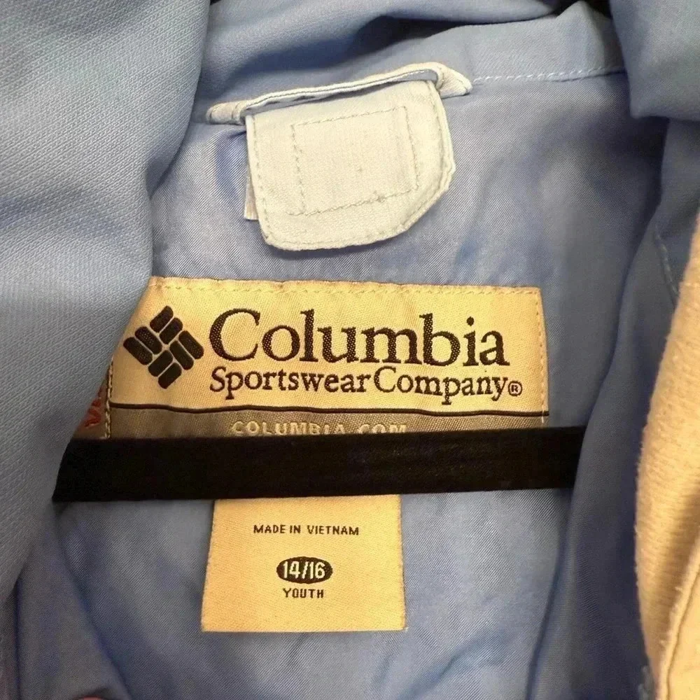 columbia blue and white jacket kids 14/16